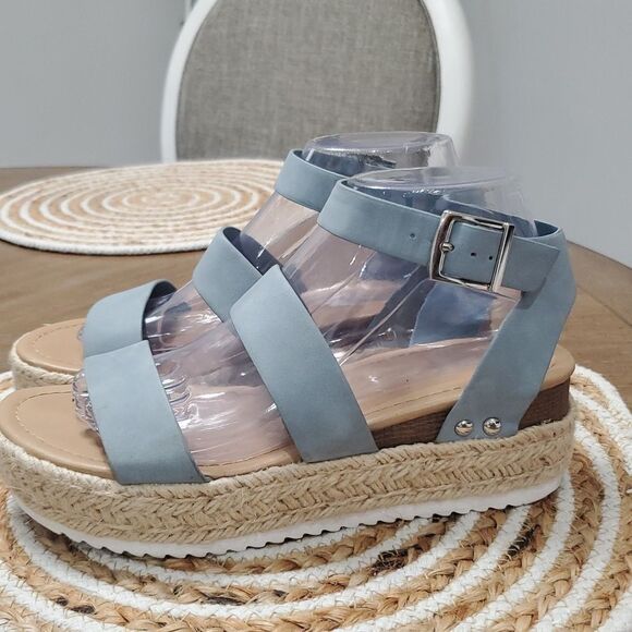 Soda VALETT Open Toe, Casual Ankle Strap Sandals,,Women’s Size 8, Blue - Picture 4 of 7